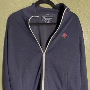 Vintage Abercrombie & Fitch Track Jacket Men L Muscle Navy Blue Fleece Full Zip